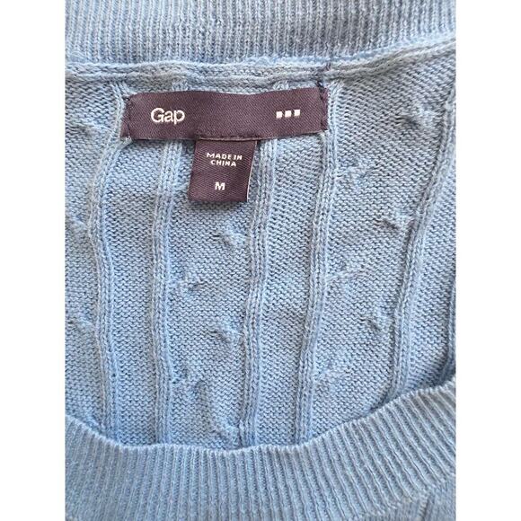 🌿 GAP Cable Knit Short Sleeve Sweater – Baby Blue (Summer 2009) - Picture 2 of 6